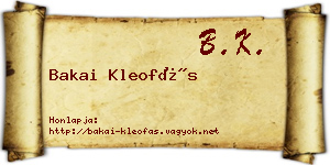 Bakai Kleofás névjegykártya